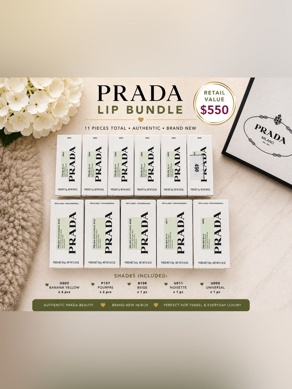 Prada Sephora Luxury Lip Bundle BRAND NEW RETAIL VALUE $550